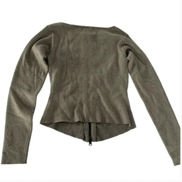 n:philanthropy Sweater Womens Small Green Zip Front Knit Fitted Long Sleeve - Picture 4 of 7